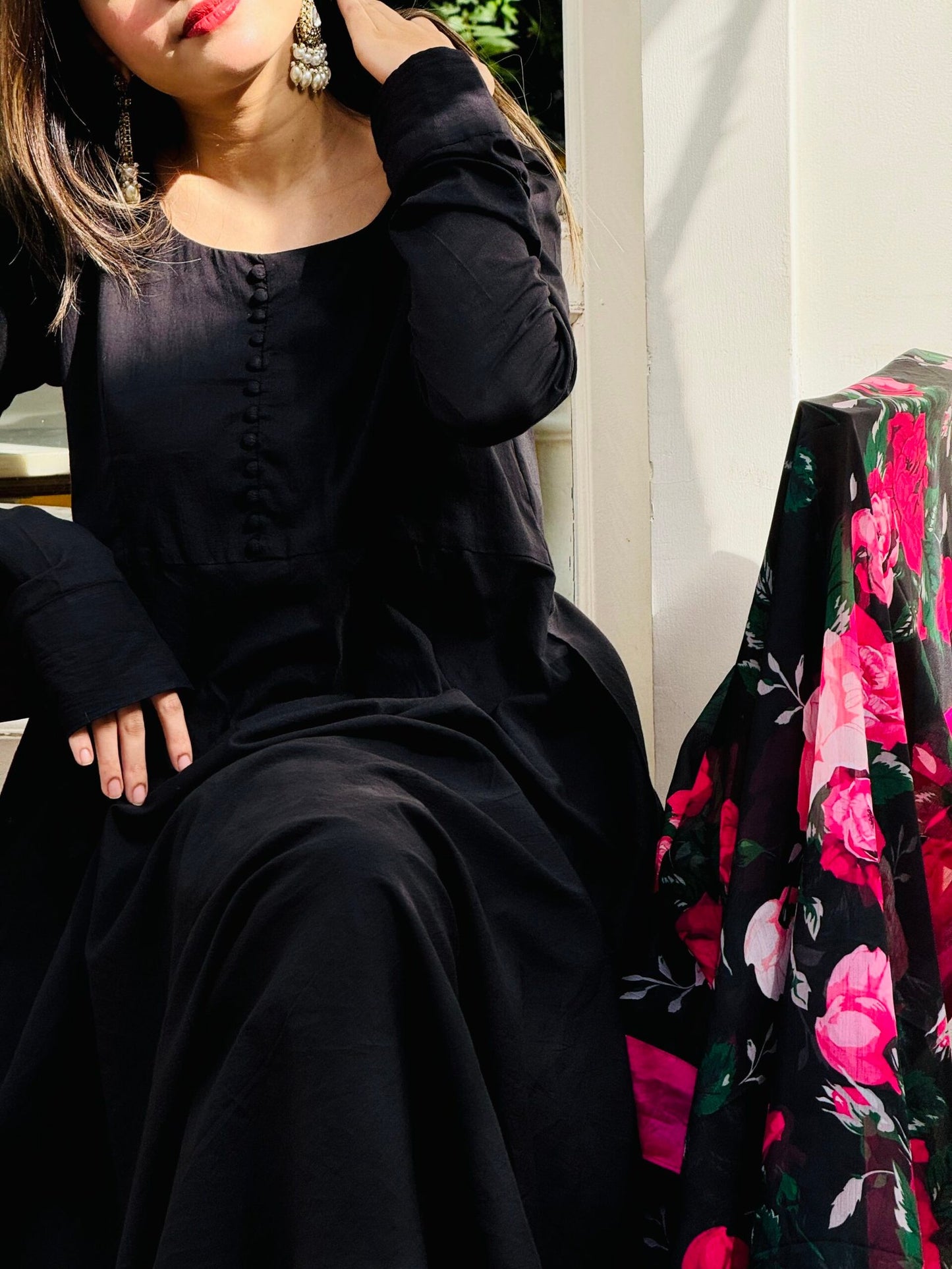 Laila Kalidar with chiffon dupatta