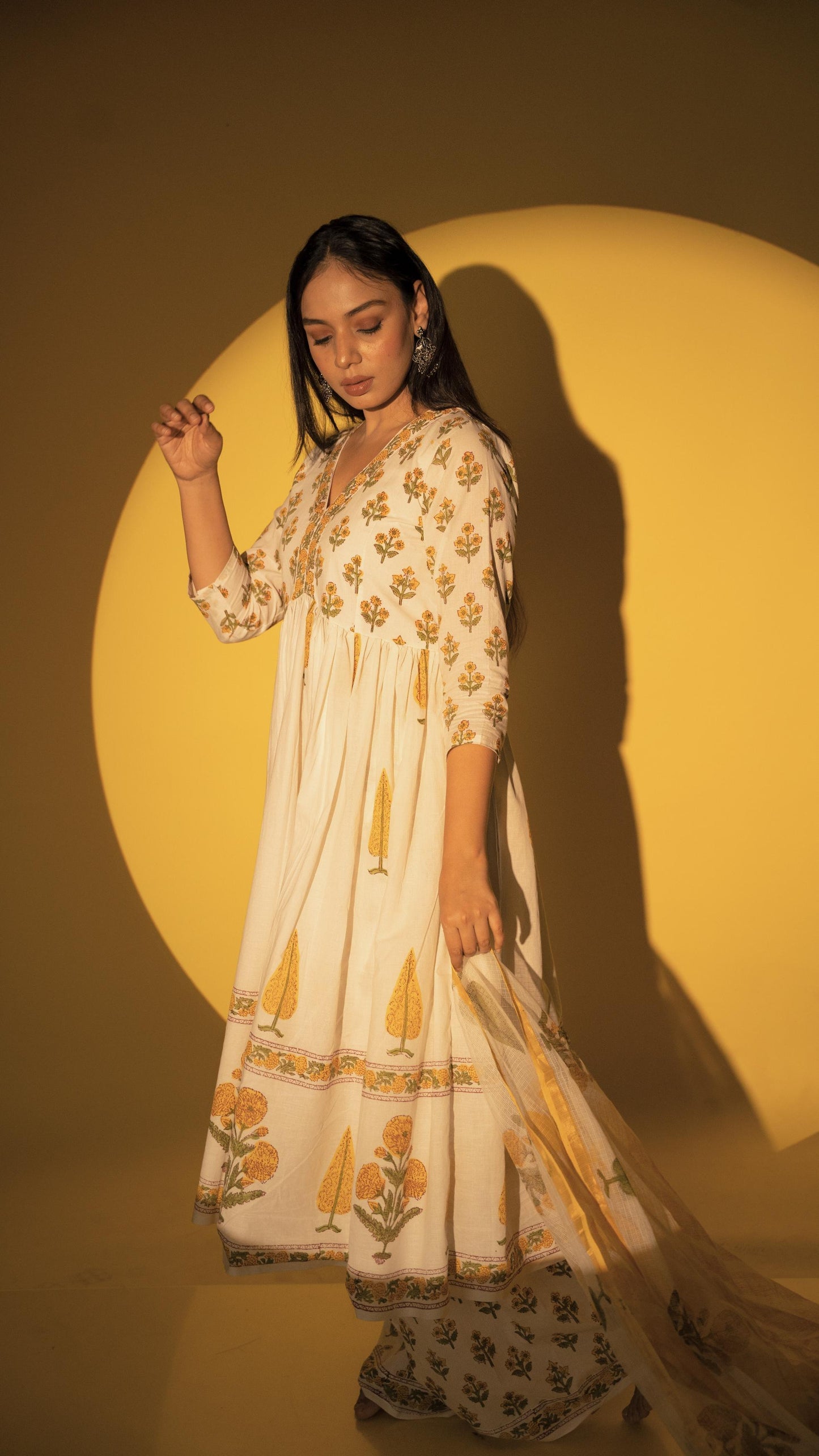 Genda phool anarkali set