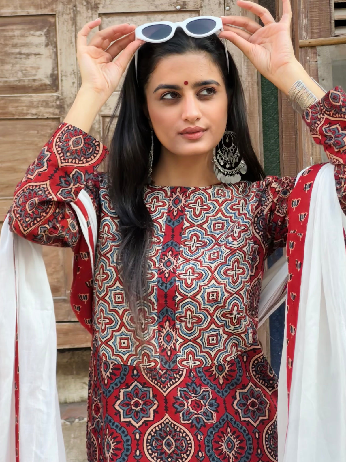 Madhubala Ajrakh Suit Set