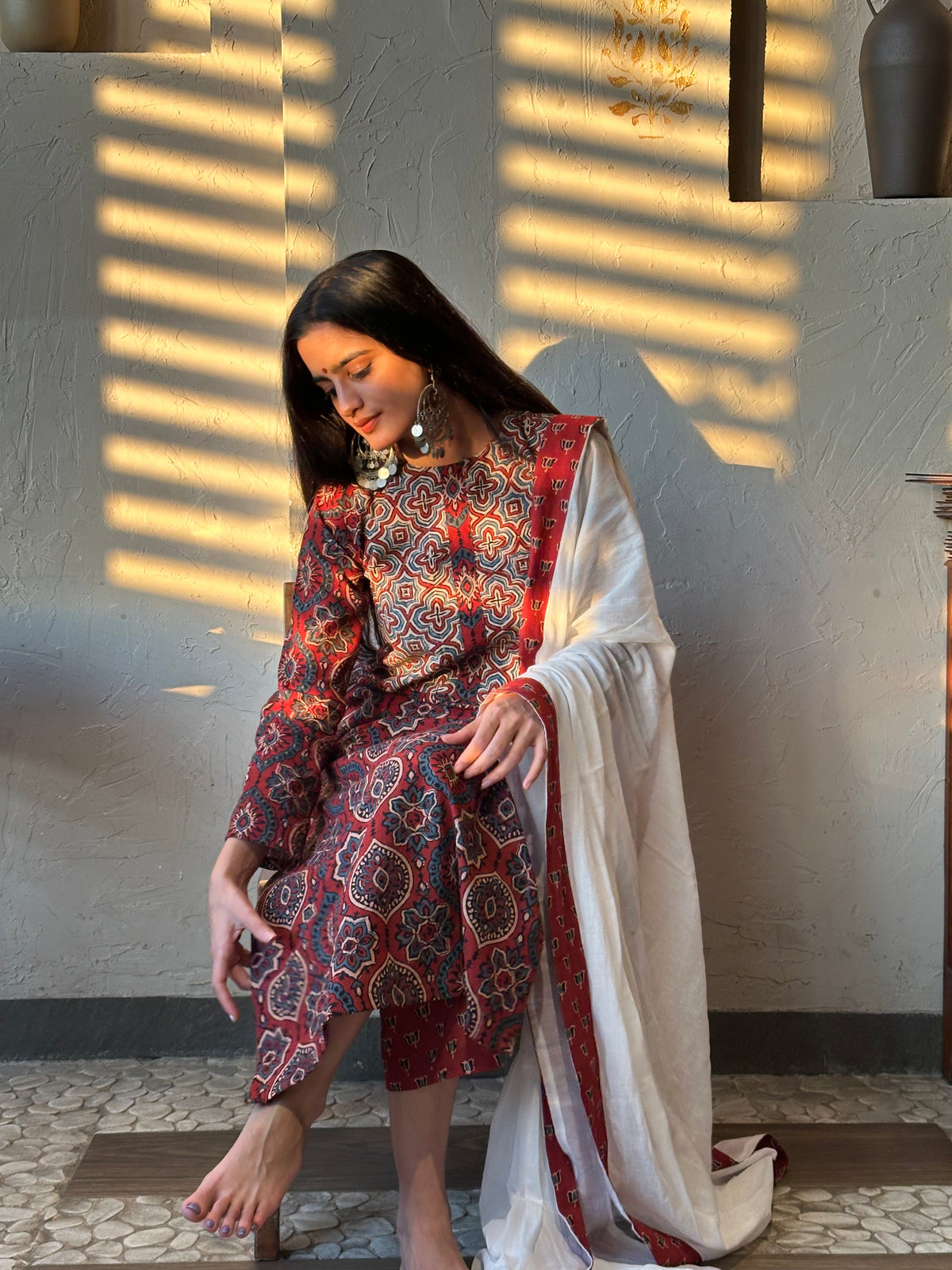 Madhubala Ajrakh Suit Set