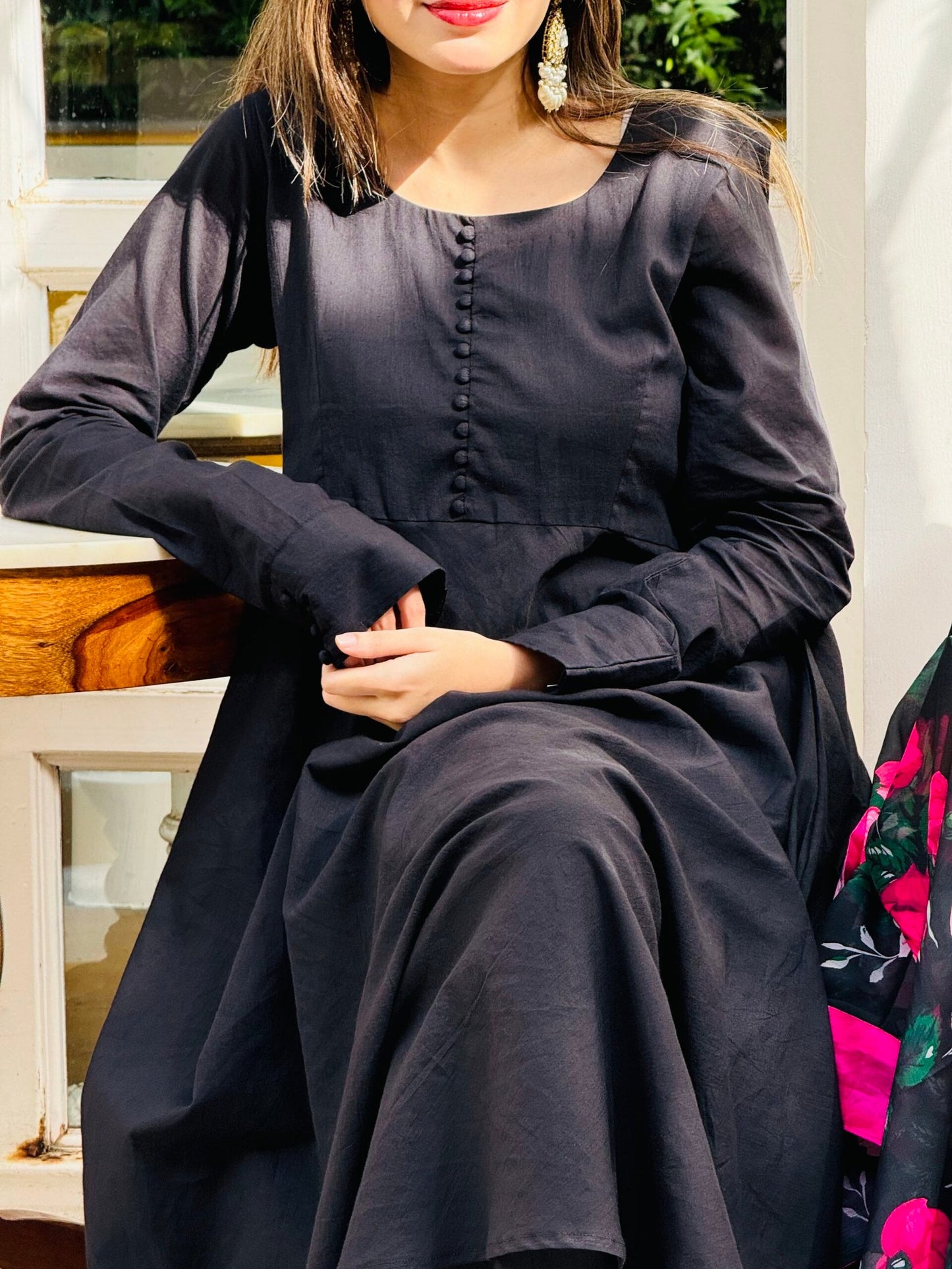 Laila Kalidar with chiffon  dupatta