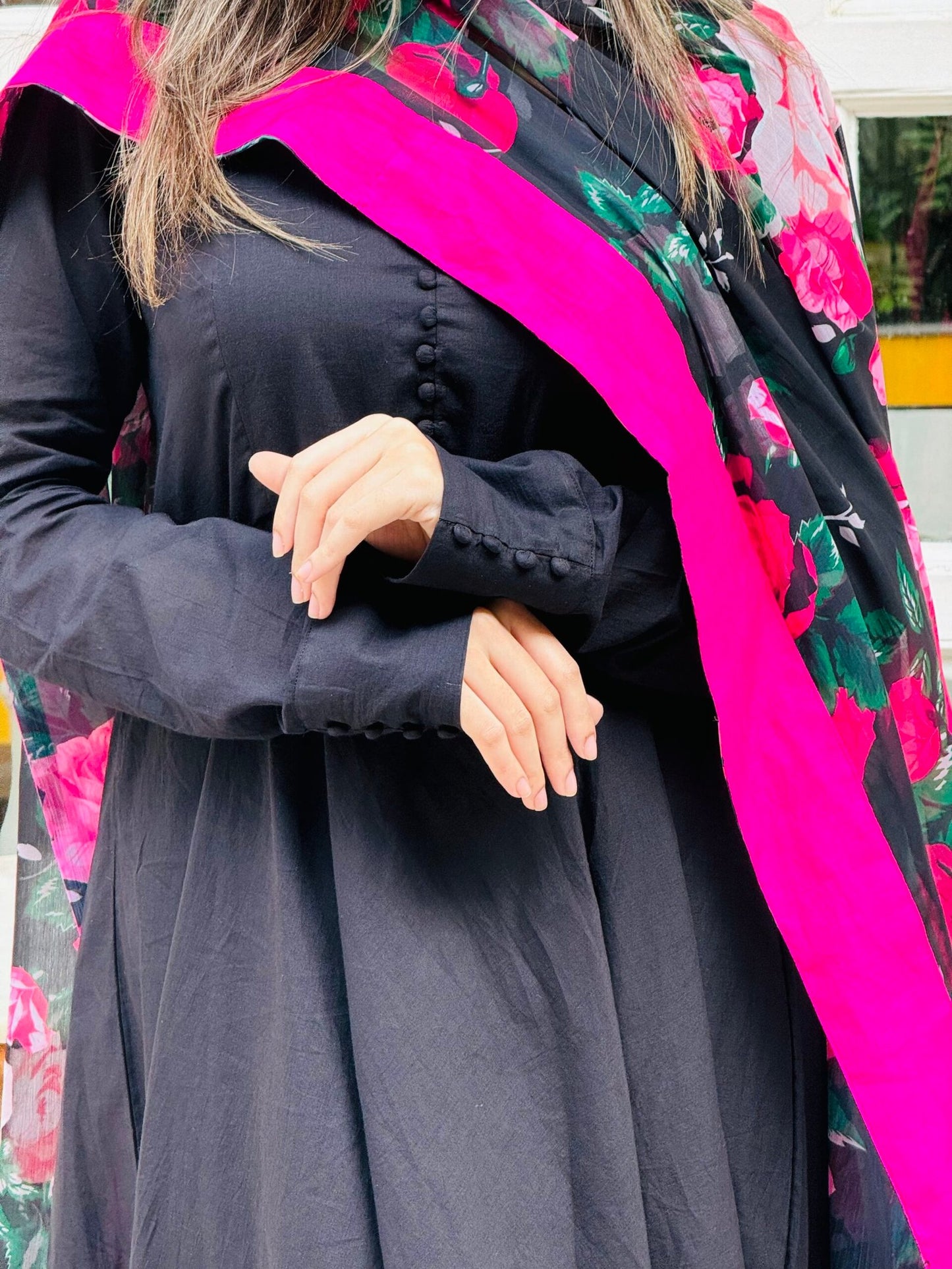 Laila Kalidar with chiffon  dupatta